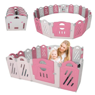 Panel Foldable Baby Playpen w/ Safety Lock Gate