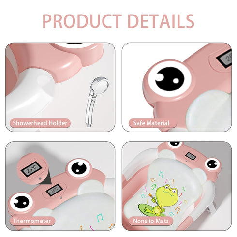 Foldable Baby Bathtub w/ Cushion & Thermometer
