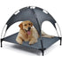 Outdoor Portable Grey Pet Dog Bed w/ Shade Awning
