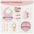 10 Pcs Silicone Baby Feeding Set w/ Suction (Sakura Pink)