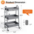 3-Tier Small Rolling Storage Cart w/ Locking Wheels & Metal Construction