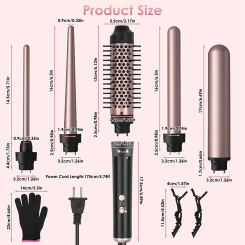 5-in-1 Interchangeable Curling Wand Set
