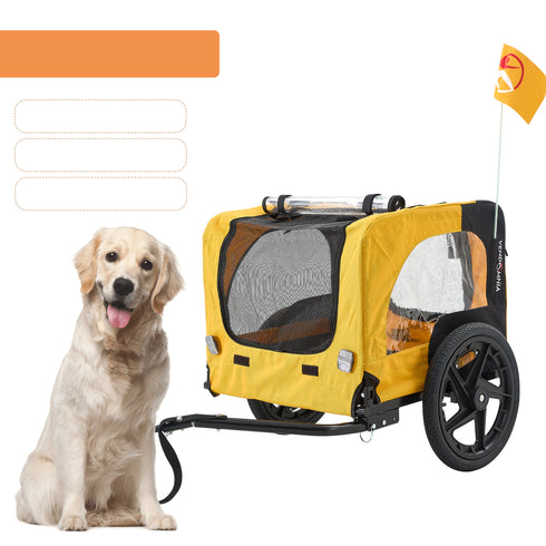 Yellow Outdoor Heavy Duty Pet Stroller & Dog Carrier w/ Bicycle Tow