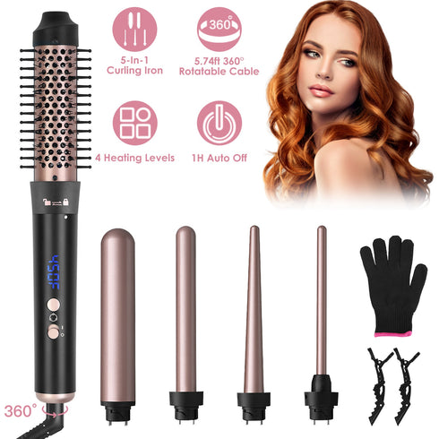 5-in-1 Interchangeable Curling Wand Set