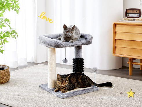 Small 4-in-1 Cat Tree Tower w/ Self-Groomer & Sisal Post