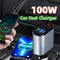 Car Charger 100W Super Fast USB & Type-C Adapter w/ Retractable Cable