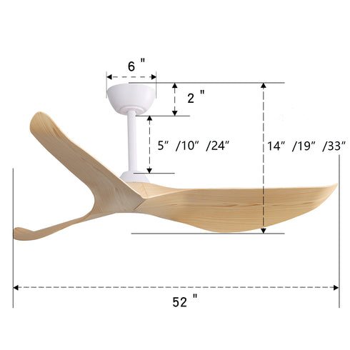 Modern ABS Ceiling Fan w/ Three Parasol Blades & Light