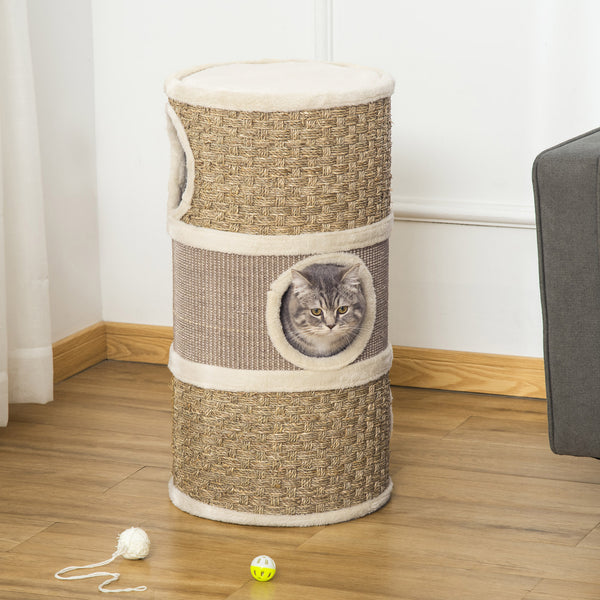 Cat Scratching Barrel Condo w/ 2 Dens & Snuggly Top