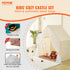 Kids Yurt Play Tent (Beige) w/ Mat & Lamp