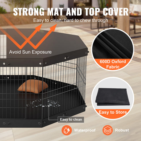 8-Panel Foldable Metal Dog Playpen (24in H) w/ Cover & Pad