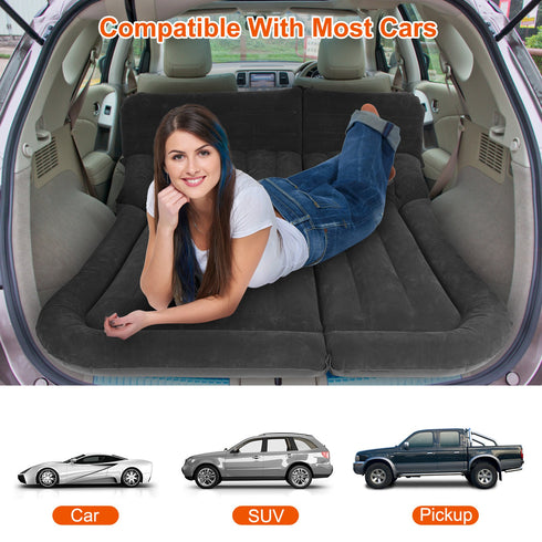 Inflatable SUV Air Mattress Camping Bed w/ Pillow & Bag