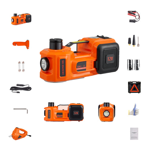 Electric Hydraulic Car Jack w/ Impact Wrench & Inflator Pump
