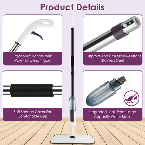 Spray Mop w/ 3 Washable Pads & 12OZ Bottle