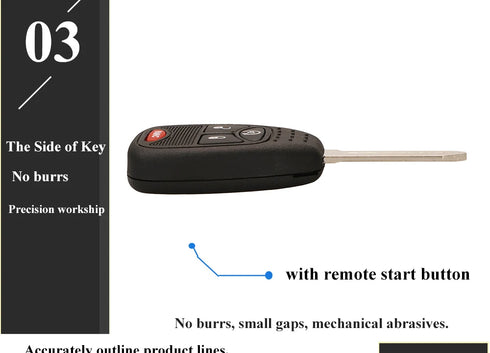 Jingyuqin Car Key Shell Case for Chrysler, Dodge, RAM, Jeep - 2/3/4/5/6 Buttons