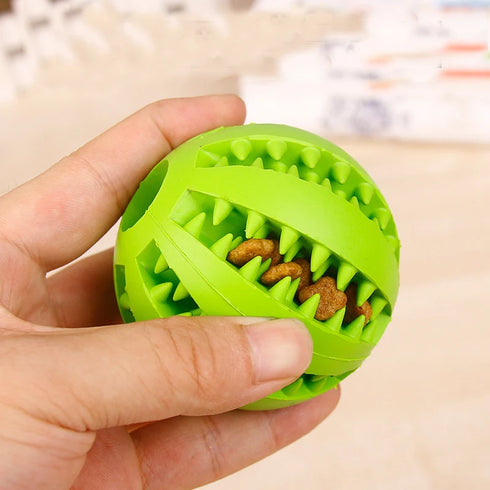 Rubber Chew Toy Ball for Dogs & Cats – Treat Holder & Tooth Cleaner