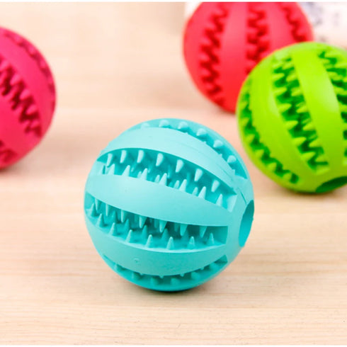 Rubber Chew Toy Ball for Dogs & Cats – Treat Holder & Tooth Cleaner