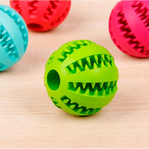 Rubber Chew Toy Ball for Dogs & Cats – Treat Holder & Tooth Cleaner