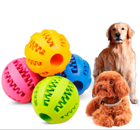 Rubber Chew Toy Ball for Dogs & Cats – Treat Holder & Tooth Cleaner