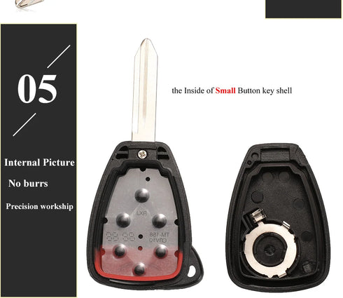 Jingyuqin Car Key Shell Case for Chrysler, Dodge, RAM, Jeep - 2/3/4/5/6 Buttons
