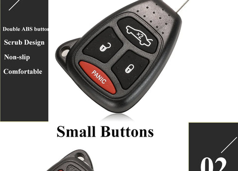 Jingyuqin Car Key Shell Case for Chrysler, Dodge, RAM, Jeep - 2/3/4/5/6 Buttons