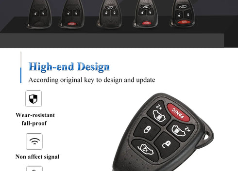 Jingyuqin Car Key Shell Case for Chrysler, Dodge, RAM, Jeep - 2/3/4/5/6 Buttons