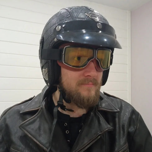 Windproof Retro Motorcycle Glasses - Folding Leather Sunglasses