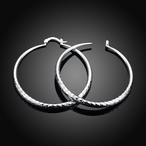 925 Sterling Silver Circle Hoop Earrings – 5CM Elegant Design