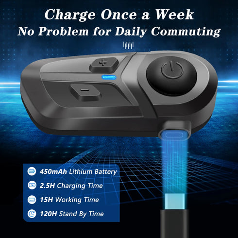 Bluetooth 5.3 Motorcycle Helmet Headset, Wireless Handsfree Earphones