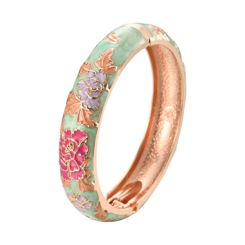 Enameled Flower Bracelet for Women – Elegant Bangle Jewelry