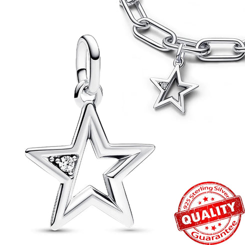 Authentic 925 Sterling Silver Star, Moon & Sun Charm