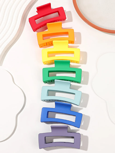 7 Pcs Big Hair Claw Clips – 3.4" Non-Slip Matte Square Clips