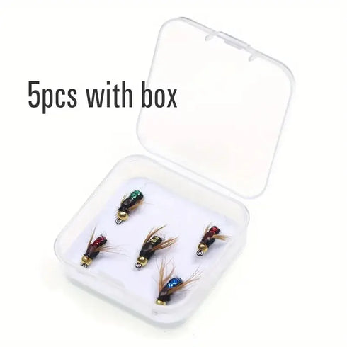 5/10pcs Artificial Insect Fishing Bait - Brass Bead Head Scud Fly Lure
