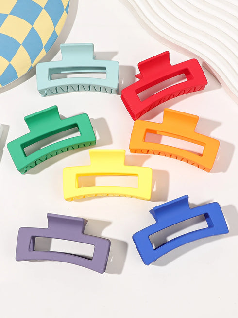 7 Pcs Big Hair Claw Clips – 3.4" Non-Slip Matte Square Clips