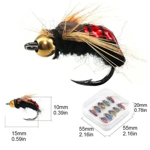5/10pcs Artificial Insect Fishing Bait - Brass Bead Head Scud Fly Lure