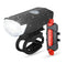 Complete USB rechargeable bike light set featuring front and rear lights with multiple lighting modes.