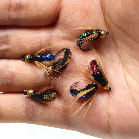 5/10pcs Artificial Insect Fishing Bait - Brass Bead Head Scud Fly Lure
