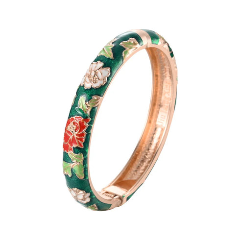 Enameled Flower Bracelet for Women – Elegant Bangle Jewelry