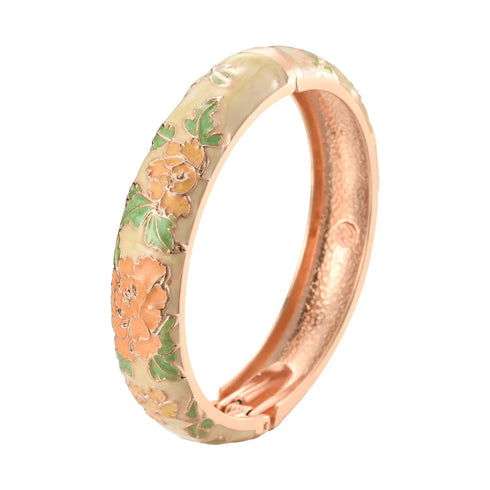 Enameled Flower Bracelet for Women – Elegant Bangle Jewelry
