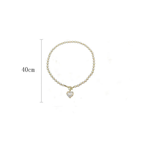 Elegant Pearl Heart Pendant Necklace – Luxury Korean Jewelry