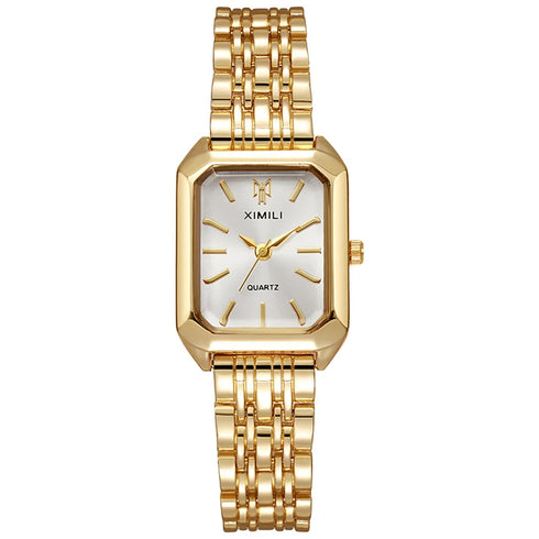 Luxury Square Quartz Watch for Women – Gold Plated Elegance