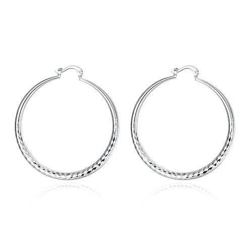 925 Sterling Silver Circle Hoop Earrings – 5CM Elegant Design