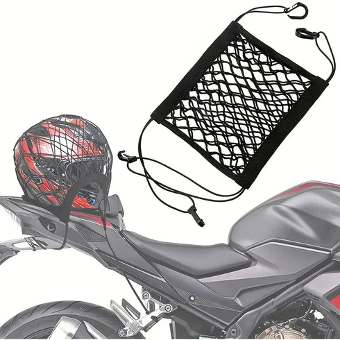 10"x11" Motorcycle Bungee Cargo Net with Hooks for Helmet & Luggage Storage