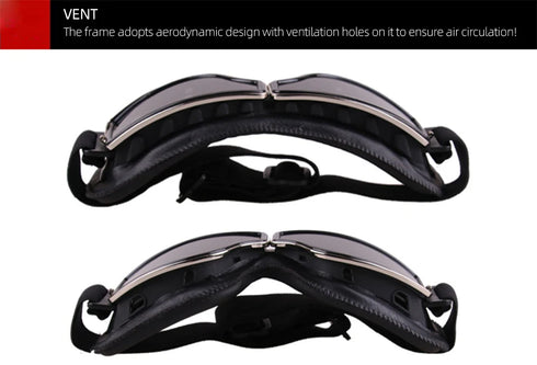 Windproof Retro Motorcycle Glasses - Folding Leather Sunglasses