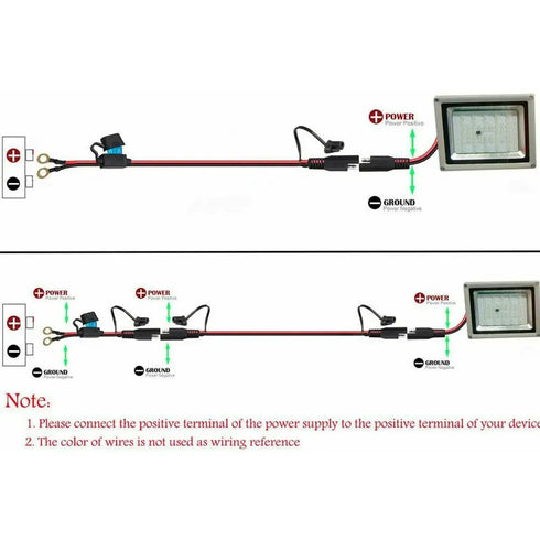2-Piece Quick Release SAE Cable with Fuse, 16AWG Terminal Battery Charger Adapter