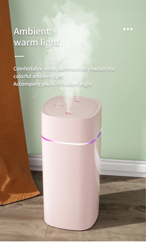 600ml USB Air Humidifier with Double Spray Ports & Essential Oil Diffuser