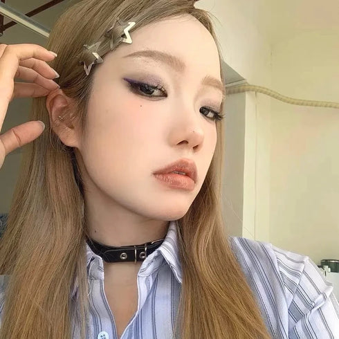 50PCS Y2K Silver Star Hair Clips – Filigree Metal Snap Clips