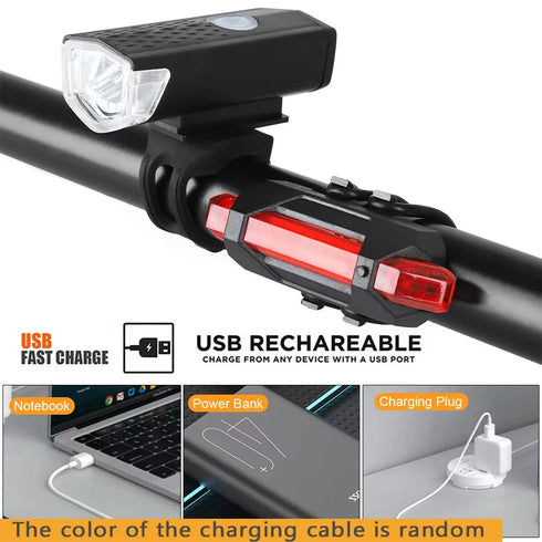 USB Rechargeable Bike Light Set