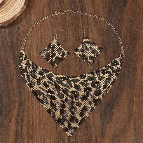 Fashion Leopard Print Jewelry Set – 3pcs Vintage Elegant Design