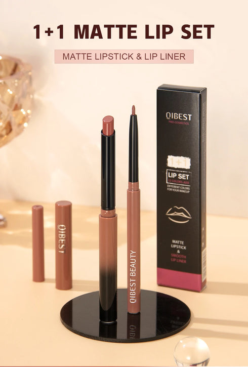 Matte Nude Lipstick Pen – Long-Lasting Waterproof Lip Liner Set