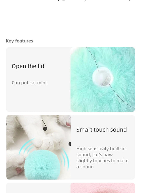 Smart Plush Electric Catnip Toy – Touch-Activated Squeak Ball